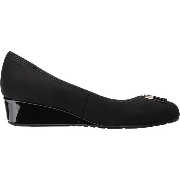 Bandolino Womens Black Fabric Closed Rounded Toe Flexible Wedge Flat Tad Pump - Picture 6 of 8